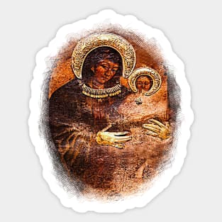 Icon of the Blessed Virgin Mary by Luke the Evangelist at Monastery of Saint Mark Catholic Church Sticker